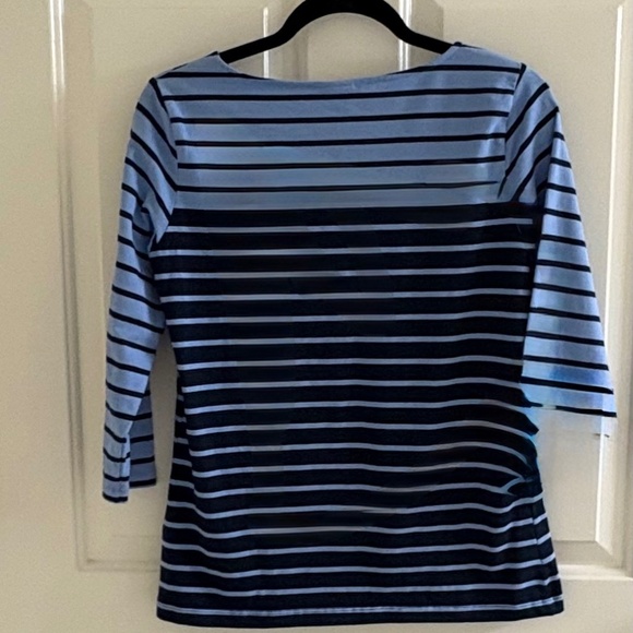Stripe 3/4 Sleeve Top | Navy & Sky Blue – Size Small - Picture 1 of 4